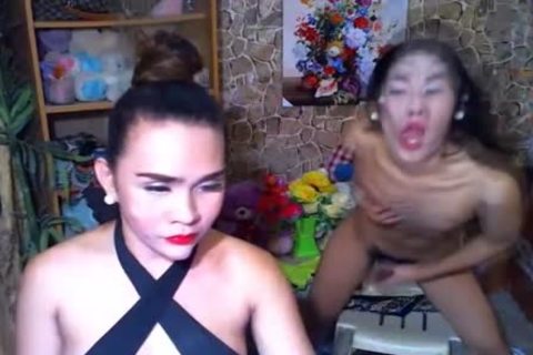 Two asian ladyboy loves To jerking off