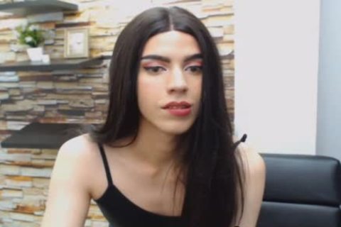 Seductive brunette hair ladyman Hard upright rod
