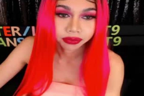 Monstercock Ladyboy In Pink underware Cumming And Self sucking On cam