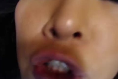lovely oriental tgirl Smokes while Playing With Her wobblers On web camera
