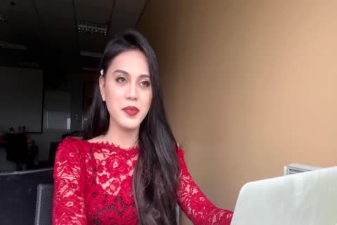 Mel Cross - Little Red suit Life As A Crossdresser Ladyboy