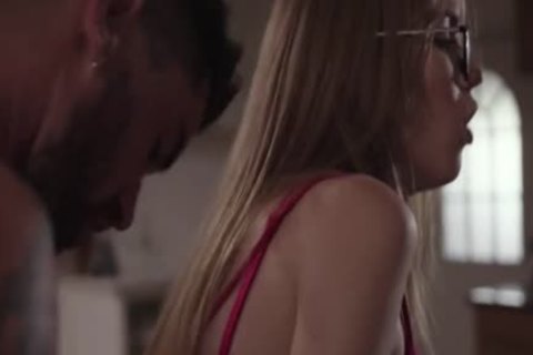 slender blonde Tbabe Crystal Thayer Rides Chris penis In sofa
