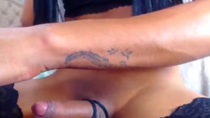tranny penis Stroking On cam