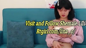 Petite Korean teen tranny Wanks Until she Cums On webcam
