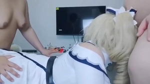 Super slutty nice-looking costume Asia ladyboy With Two bulky D