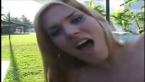 kinky blonde ladyboy And Her paramour Outside